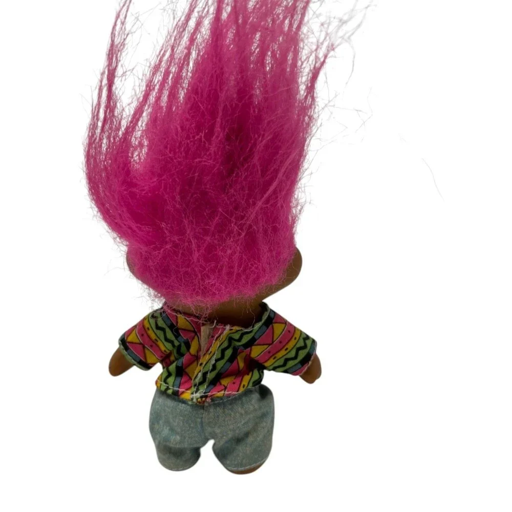 T.N.T. Pink Hair Troll Doll 1991 Geometric Shirt Kidcore 90s Vintage